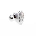 Polished silver heart stud earring featuring engraved letter A and ball screw back - Letter A - Silver