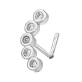 Silver L-shaped nose stud featuring five curved sparkling cubic zirconia stones - Arc Arrangement (BD00346)