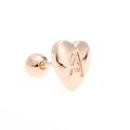 Rose gold heart stud earring with engraved letter A and ball screw back closure - Letter A-Rose Gold