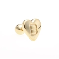Golden heart-shaped stud earring with embossed letter B and screw back closure - Letter B-Gold