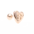 Rose gold heart stud earring with engraved letter B and secure ball screw back - Letter B-Rose Gold