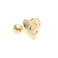 Gold heart-shaped stud earring with engraved letter C and ball screw back closure - Letter C-Gold