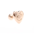 Rose gold heart-shaped stud earring with engraved letter C and screw back closure - Letter C-Rose Gold