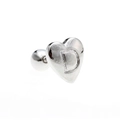 Polished silver heart stud earring featuring engraved letter D and secure screw back ball - Letter D - Silver