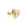 Golden heart-shaped screw back earring with engraved letter D and polished finish - Letter D-Gold