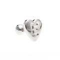 Polished silver heart-shaped screw back earring with engraved letter E detail - Letter E - Silver