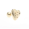 Golden heart-shaped ear stud featuring a deep engraved letter E with a secure screw back - Letter E-Gold