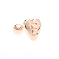 Rose gold heart stud earring with engraved letter E and screw back ball closure - Letter E-Rose Gold