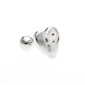 Polished silver heart-shaped ear stud featuring an engraved letter F with ball back - Letter F - Silver