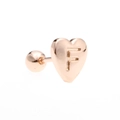 Rose gold heart stud earring with engraved letter F and screw ball back closure - Letter F-Rose Gold