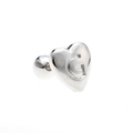Polished silver heart-shaped stud earring with letter G engraving and screw-back closure - Letter G - Silver