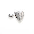 Silver heart stud earring featuring letter H engraving and secure screw back ball closure - Letter H - Silver