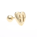 Golden heart stud earring featuring letter H with a secure screw ball back closure - Letter H-Gold