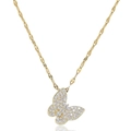 Golden bow butterfly necklace for women with sparkling pave-set cubic zirconia pendant - Pave Rhinestone Full Butterfly Style (X3822)