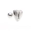 Polished silver heart stud earring with letter I engraving and screw back closure - Letter I - Silver