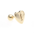 Polished gold heart stud earring featuring letter I engraving and secure screw back ball - Letter I-Gold