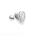 Polished silver heart stud earring with letter K engraving and screw ball back - Letter K - Silver