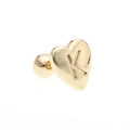 Minimalist gold heart stud earring with letter K engraving and screw ball back - Letter K-Gold