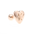 Rose gold heart stud earring featuring engraved letter K and screw back ball closure - Letter K-Rose Gold