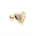 Golden heart-shaped ear stud with letter L engraving and sparkling zircon accents - Letter L-Gold