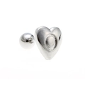 Polished silver heart-shaped ear stud with a screw-back ball closure for cartilage piercing - Letter O - Silver