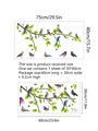 Detail showing colorful birds on branches wall sticker layout and 75x40cm dimensions - 30*60cm (1 Sheet)