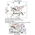Stickers muraux licorne et papillons colorés pour décoration chambre, 114x94cm - 30*90cm * 2 pièces