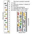 Cartoon vehicle height growth chart wall sticker featuring ambulance and fire truck icons - 30*60cm