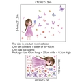 Adesivo murale con una bambina in abito viola e farfalle colorate per cameretta - Stile Ragazza Viola e Farfalla / 40x30cm