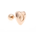 Polished gold heart helix stud earring with secure screw back ball closure - Letter O-Rose Gold