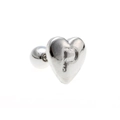 Polished silver heart stud earring with engraved letter P and screw ball back - Letter P - Silver