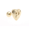 Polished golden heart screw-back stud earring with engraved letter P detail - Letter P-Gold
