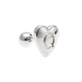 Polished silver heart-shaped cartilage earring featuring an engraved letter Q design - Letter Q - Silver