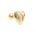 Golden heart-shaped stud earring with engraved letter Q and screw back closure - Letter Q-Gold