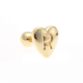 Polished golden heart stud earring with letter R relief and secure screw back closure - Letter R-Gold