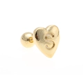 Polished gold heart stud earring with engraved letter S and secure screw-back ball - Letter S-Gold