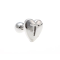 Polished silver heart stud earring featuring engraved letter T and screw back closure - Letter T - Silver