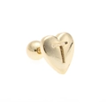 Polished gold heart stud earring with engraved letter T and secure screw back closure - Letter T-Gold