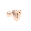 Rose gold heart-shaped stud earring with engraved letter T and screw-back ball - Letter T-Rose Gold
