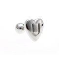 Silver heart-shaped helix earring with engraved letter U and screw-back ball closure - Letter U - Silver