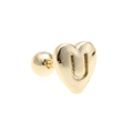 Golden heart stud earring featuring letter U engraving and a secure ball screw back - Letter U-Gold