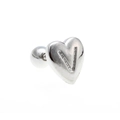 Silver heart-shaped ear stud featuring a V-letter engraving and a screw back ball clasp - Letter V - Silver