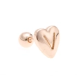 Minimalist heart-shaped ear stud in rose gold finish with letter V engraving - Letter V-Rose Gold