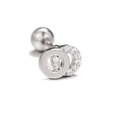 Pendiente de ala en plata con circonitas cúbicas y cierre de rosca de titanio - Anillos dobles entrelazados (EGD1035) / Plateado