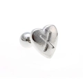 Polished silver heart-shaped stud earring featuring an engraved letter X and ball screw back - Letter X - Silver