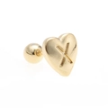 Golden heart stud earring with letter X engraving and secure screw-back ball closure - Letter X-Gold