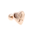 Rose gold heart stud earring with letter X engraving and screw-back ball closure - Letter X-Rose Gold