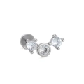 Clou d'oreille en acier argenté avec trois pierres en zircone cubique et dos plat discret - Style Trois Pierres Incurvées (CD00465白K)