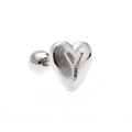 Polished silver heart-shaped ear stud with engraved letter Y and screw back closure - Letter Y - Silver