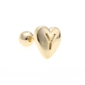 Golden heart-shaped cartilage stud earring featuring letter Y engraving and screw back - Letter Y-Gold